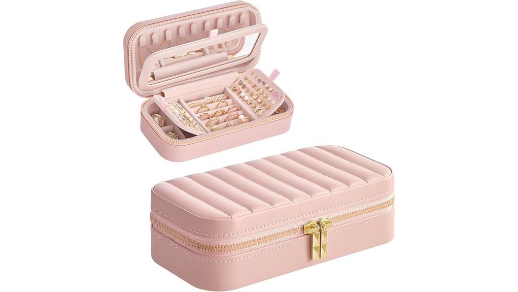 pink mirror jewelry case