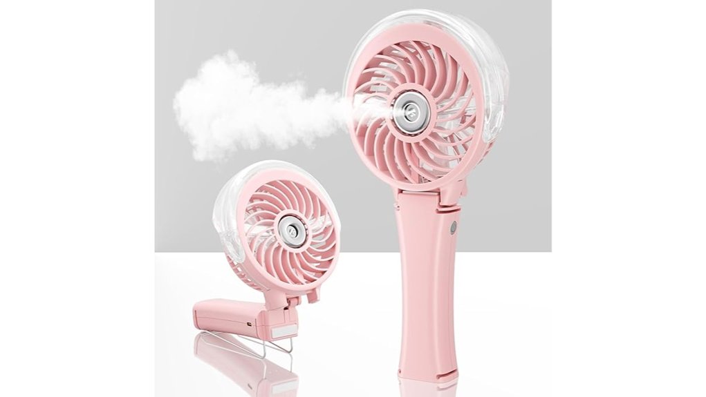 pink portable misting fan