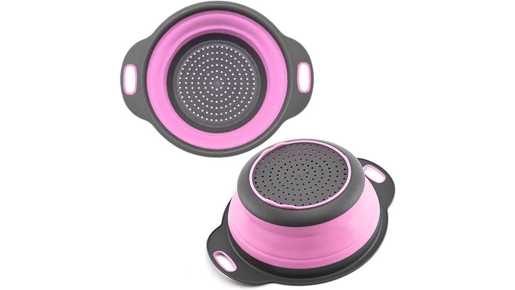 pink silicone collapsible colander