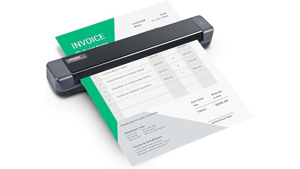 plustek portable sheet fed scanner