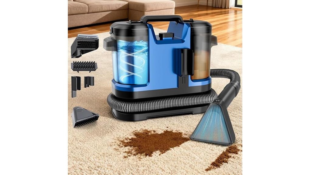 portable carpet and upholstery cleaner with dual brush