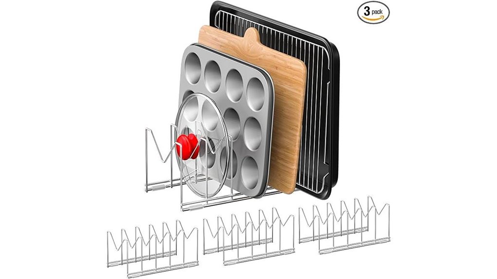 pot lid organizer rack with anti slip mat