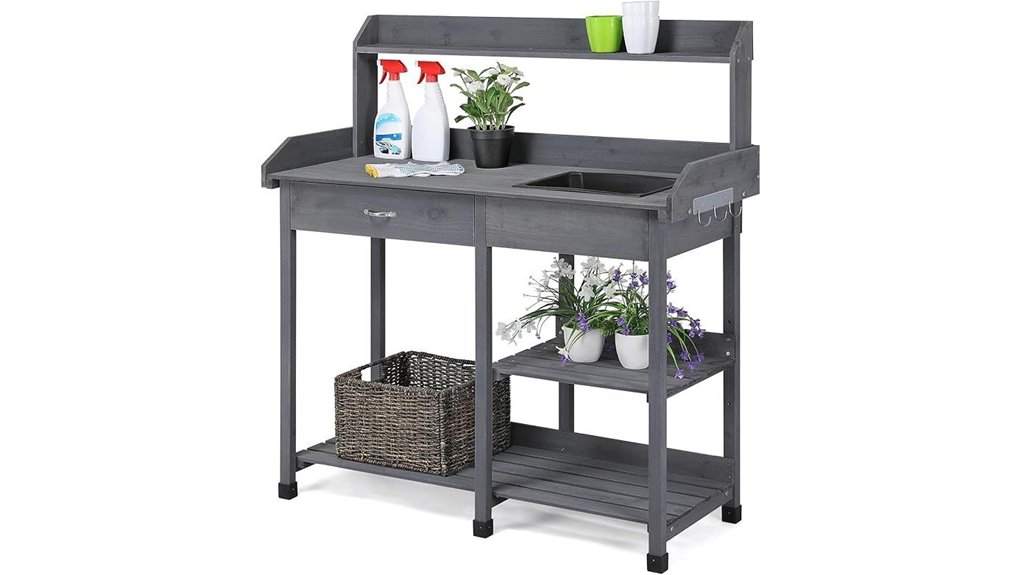 potting bench drawer sink
