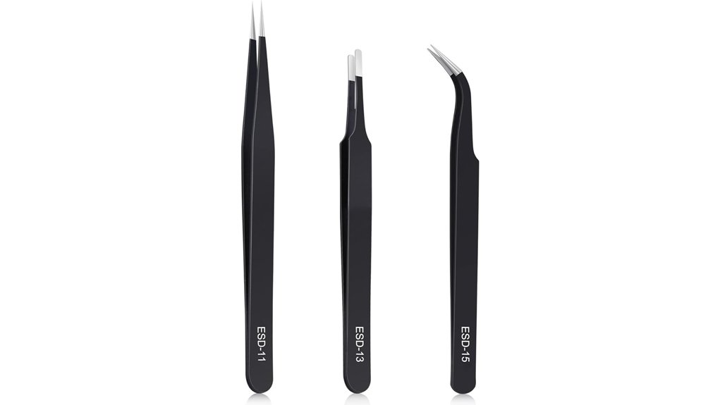 precision anti static steel tweezers