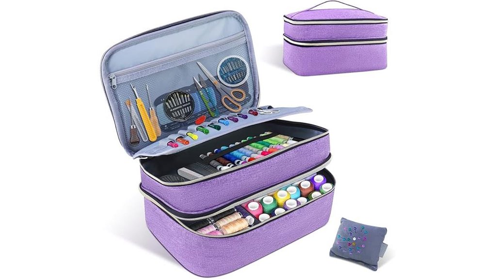 purple double layer sewing organizer