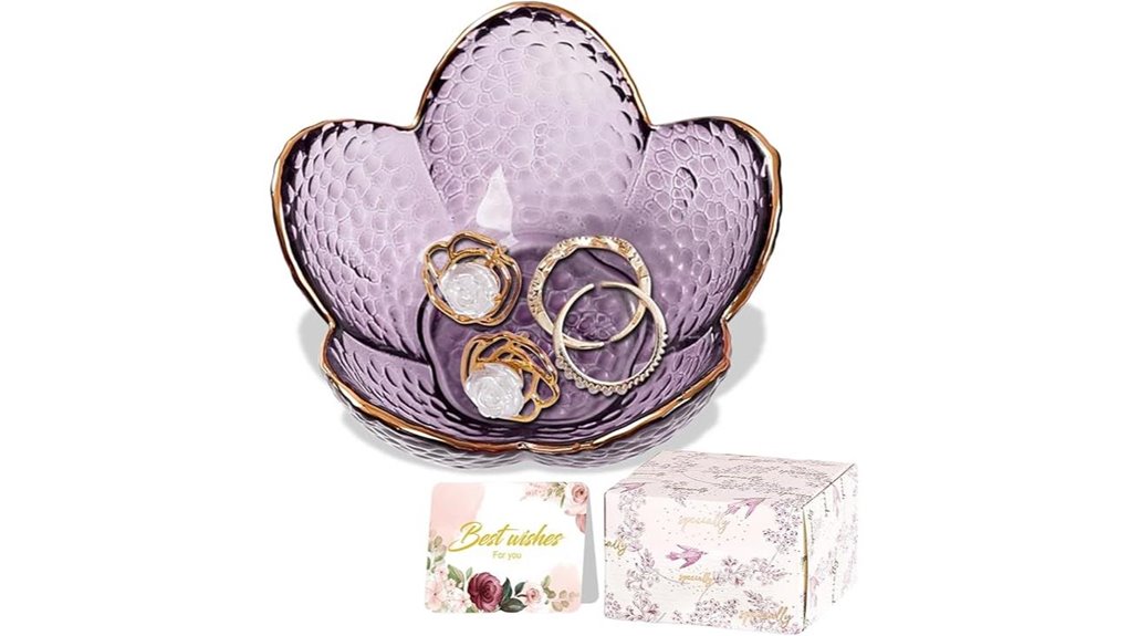purple flower glass dish