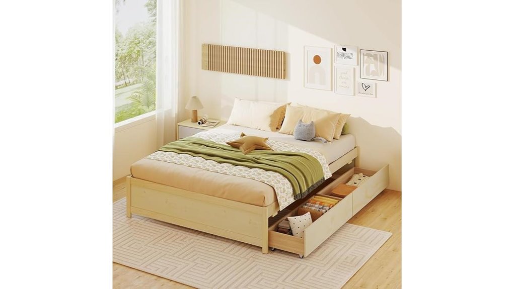 queen platform bed drawers