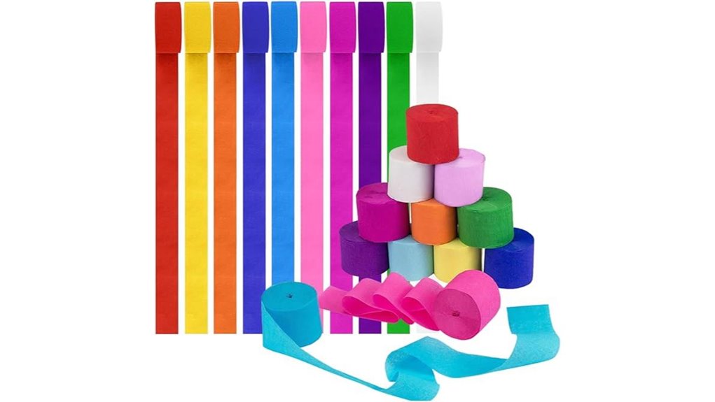 rainbow crepe streamers in packs