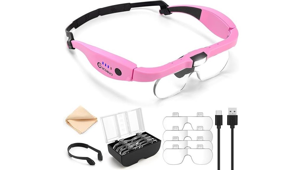 rechargeable lighted four lens magnifier
