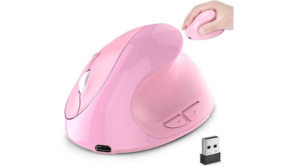 rechargeable pink ergonomic mouse