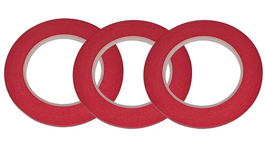 red draping tape rolls
