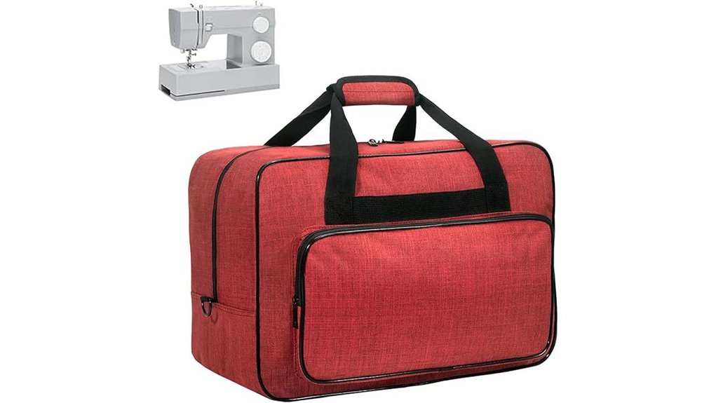 red sewing tote pockets