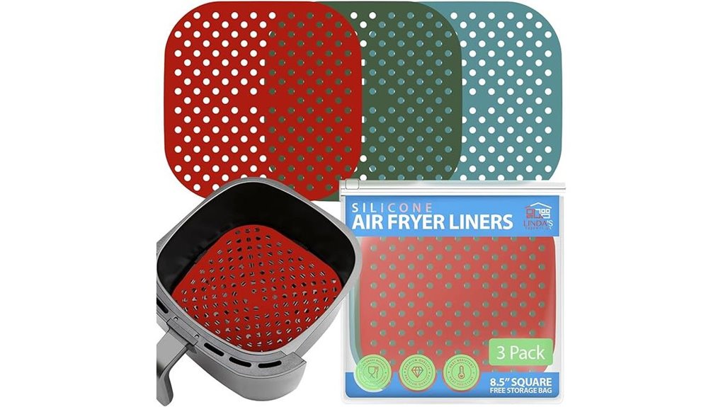 reusable square silicone air fryer liners 3 pack