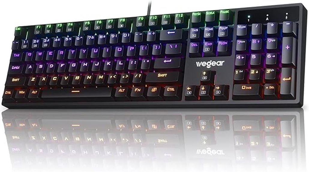 rgb 104 key mechanical blue switch