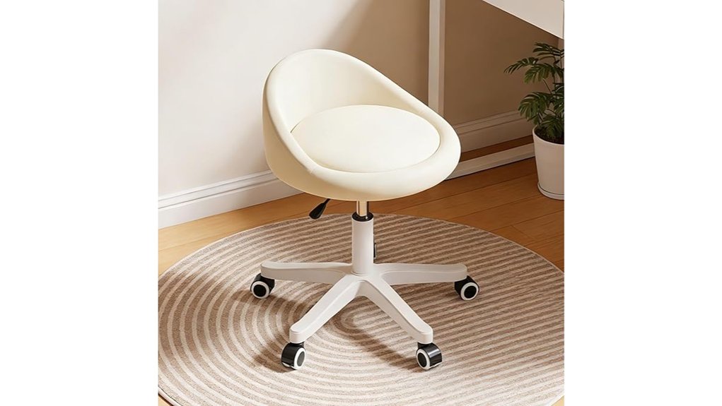 rolling hydraulic leather stool