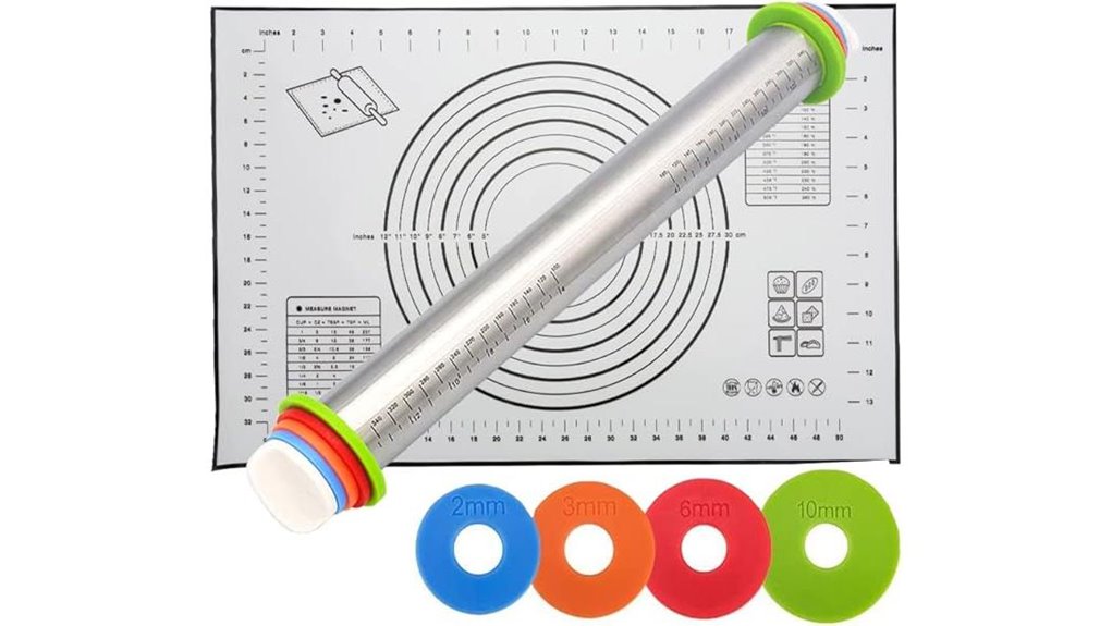 rolling pin and pastry mat set