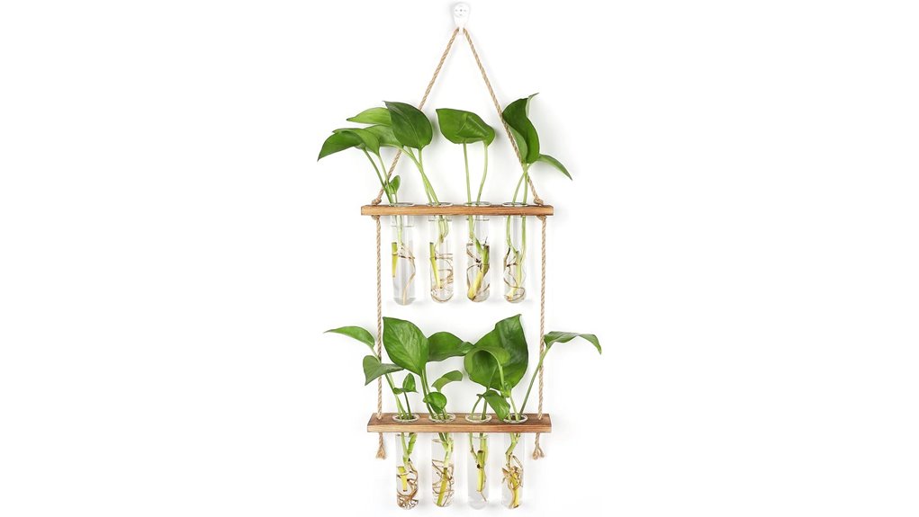 rope supported terrarium tube planter