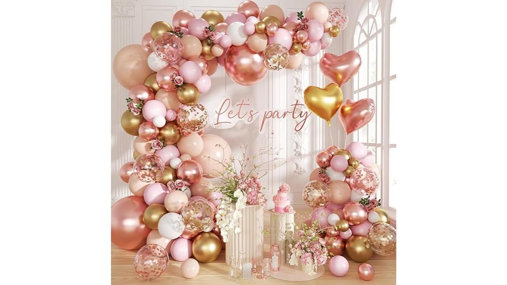 rose gold balloon garland arch