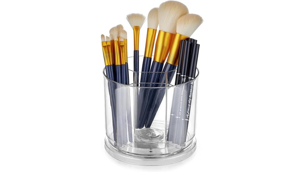 rotating makeup brush holder
