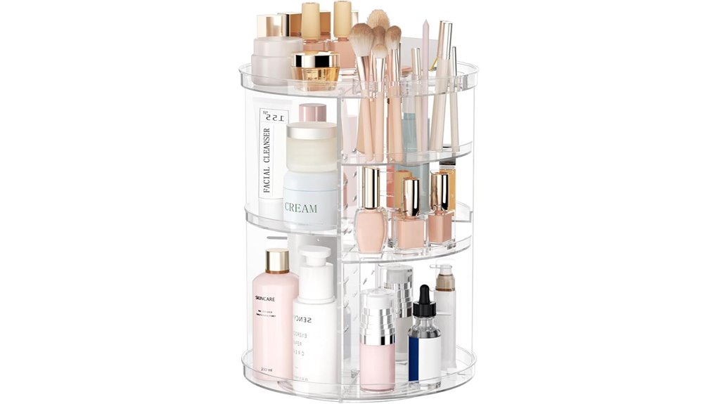 rotating makeup organizer with layers