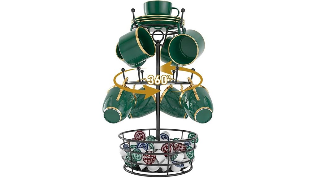 rotating mug rack with ten hooks