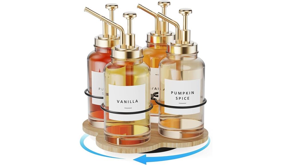 rotating syrup organizer for coffee bar