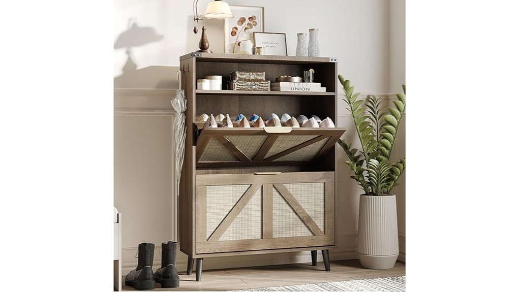 rustic oak shoe cabinet
