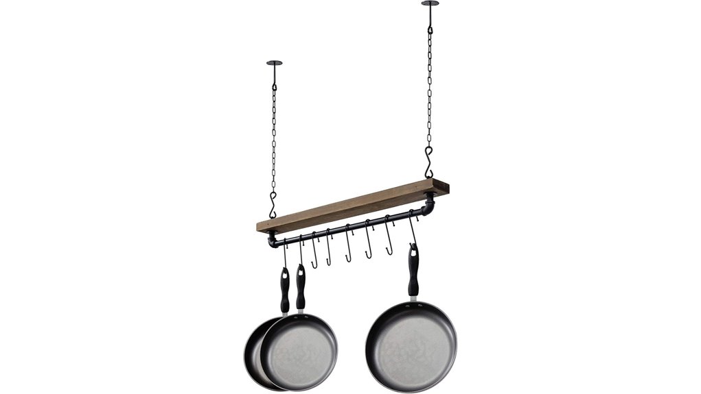 rustic wood pot rack