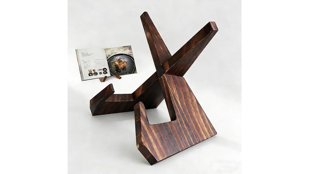 rustic wooden recipe book stand