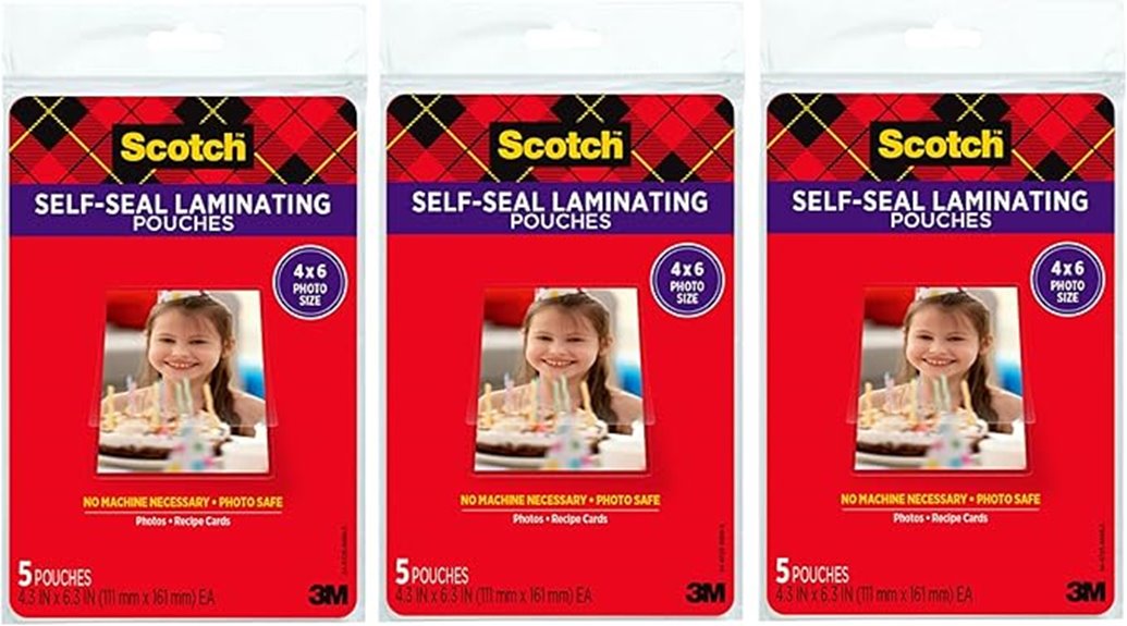 scotch 4x6 laminating pouches