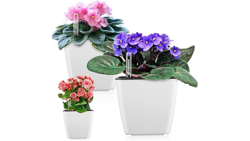 self watering five inch white planters
