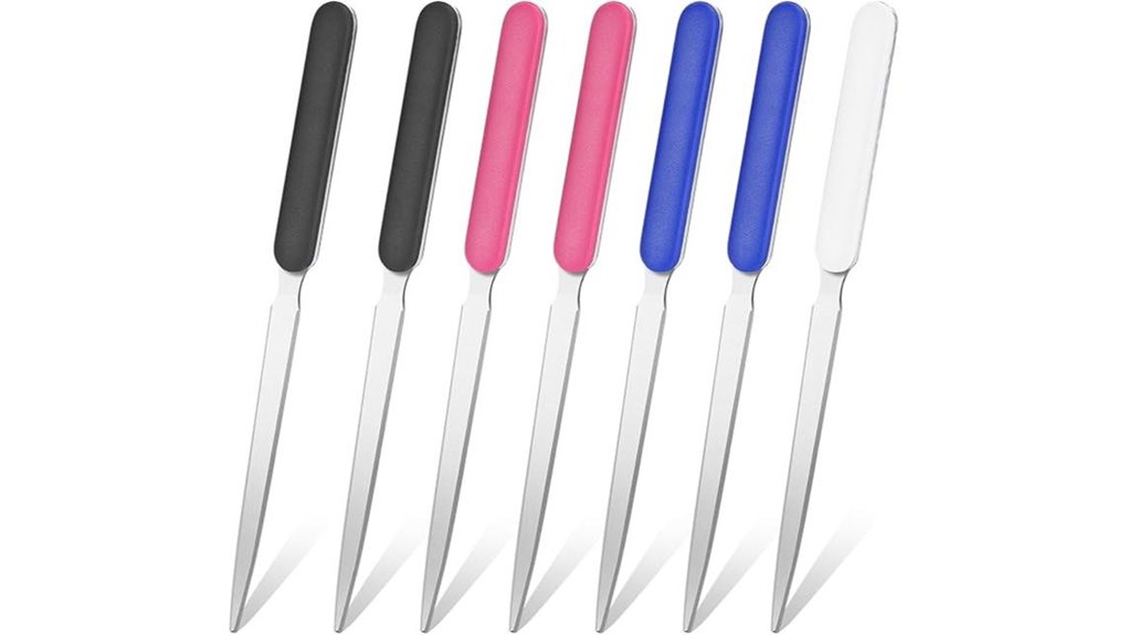 seven stainless steel letter openers