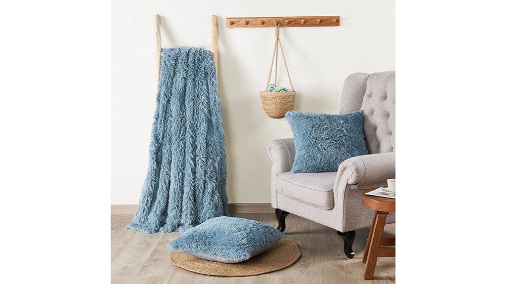 shaggy faux fur throw pillow covers included