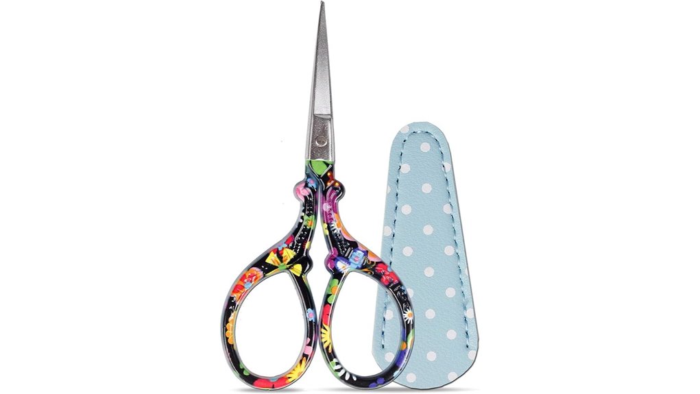 sharp leather covered sewing scissors