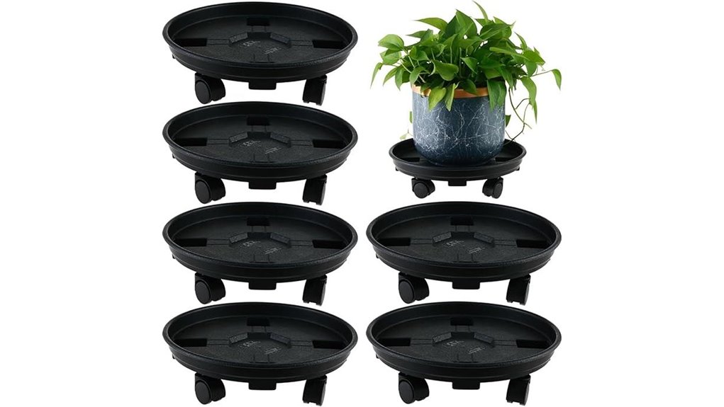 six 13 inch plant caddies
