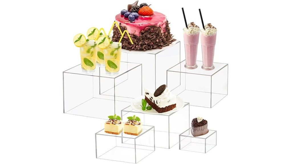 six clear acrylic risers