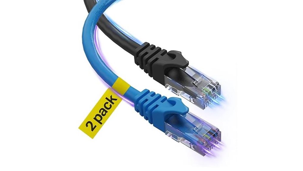 six foot cat6 cable blue black two pack