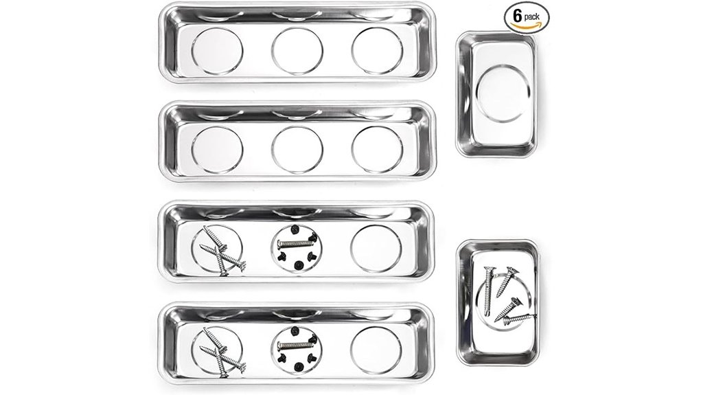 six magnetic stainless trays