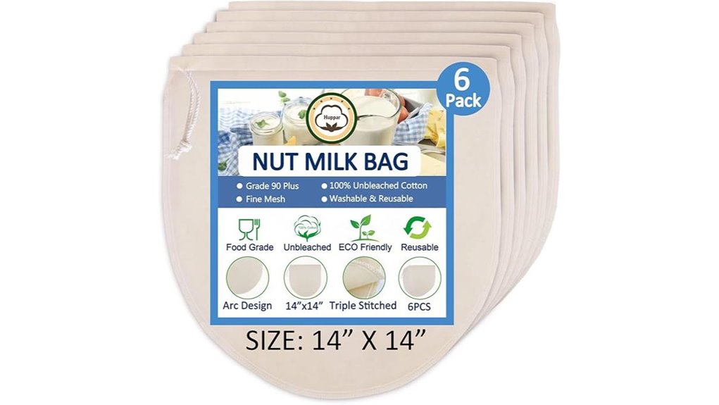 six pack 14 x14 nut milk bags