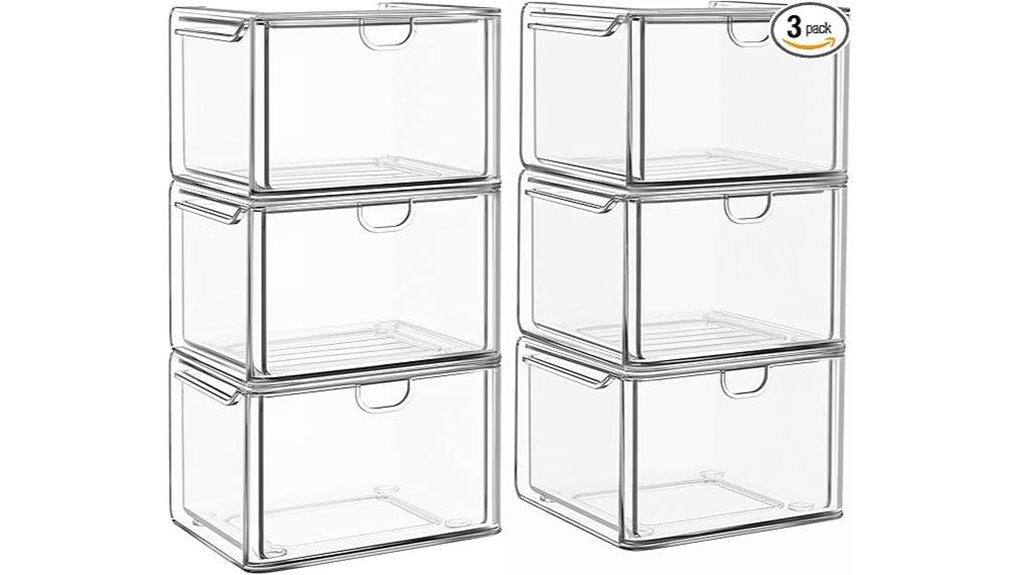 six pack acrylic stackable drawers
