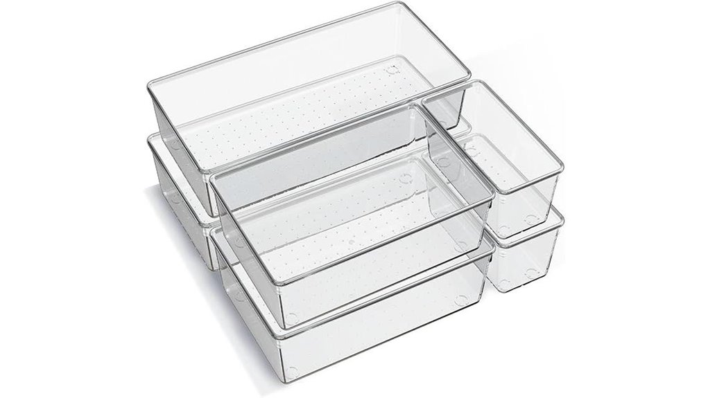 six pack clear drawer organizers