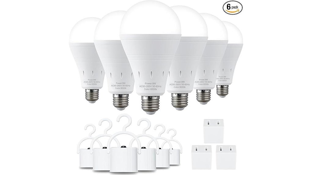six packed rechargeable 6000k led