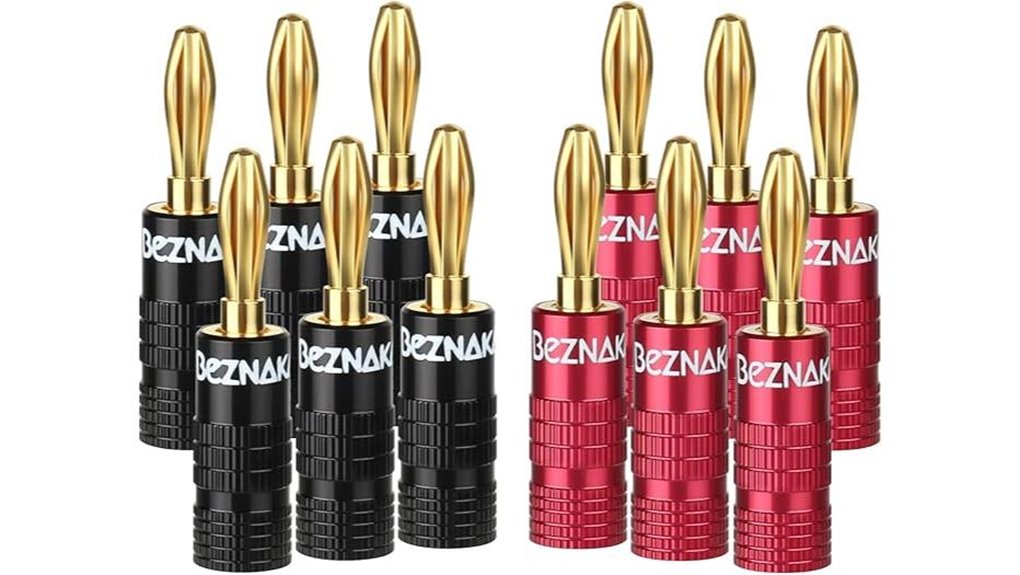 six pair black red aluminum banana plugs