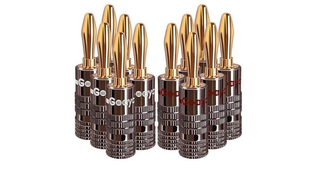 six pairs gold plated banana plugs