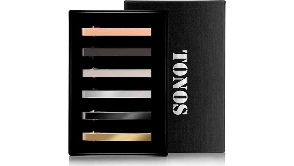 six piece tie clip set