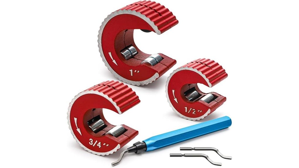 six piece tubing cutter kit with deburring tool