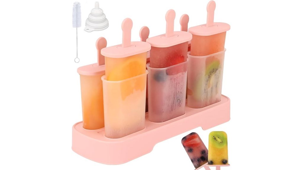 six pink popsicle molds