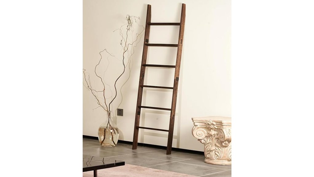 six tier rustic wooden ladder