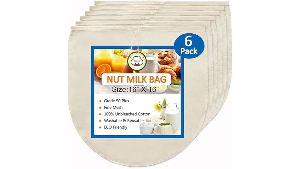 sixteen by sixteen cotton nut milk bags
