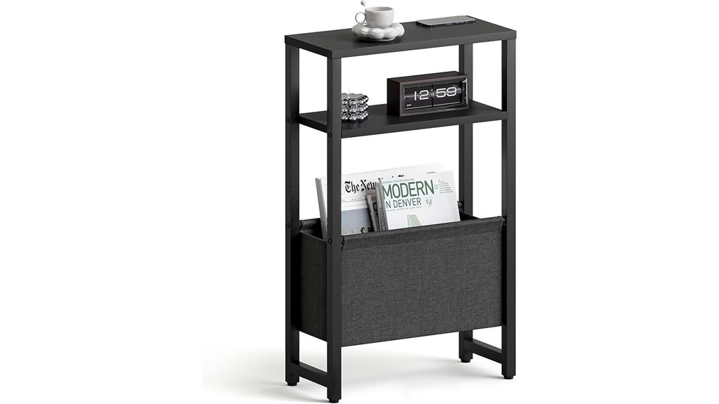 slim narrow side table with rack